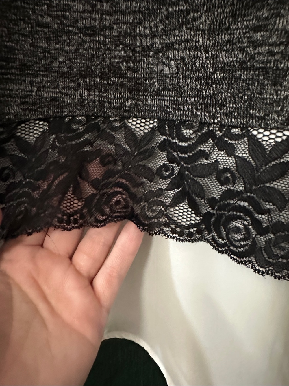 Gray Layered Lace-Hem Women's Top - Picture 4 of 5